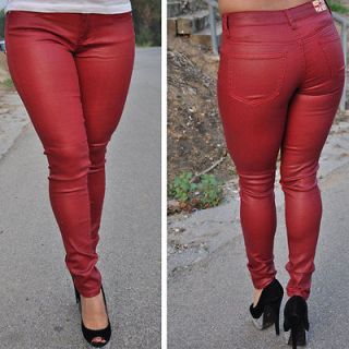 Burgundy Red Coated Super Skinny Jeans STJ 120815