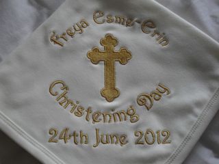 PERSONALISED CHRISTENING DAY BLANKET, 100% COTTON PERFECT GIFT L@@K