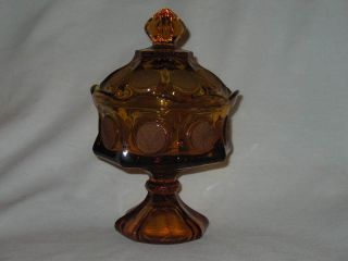 Fostoria Amber Coin Glass Footed Candy Dish