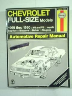 1969 90 Chevy V6 V8 Full Size Car Repair Manual Haynes