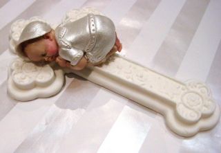 BABY CAKE TOPPER BOY Baptism Christening gown CROSS Centerpiece favors
