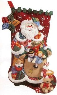 Discontinued PATCHWORK SANTA Felt Christmas Stocking Kit Toys NEW