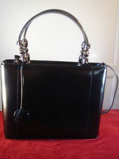 christian dior black patent handbag purse shoulder w dust bag