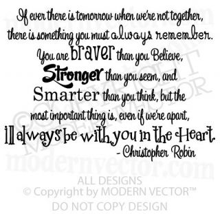WINNIE THE POOH Quote Vinyl Wall Decal CHRISTOPHER R.
