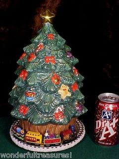 Christmas Tree w Train Runs Around Cookie Jar Plays OH CHRISTMAS TREE