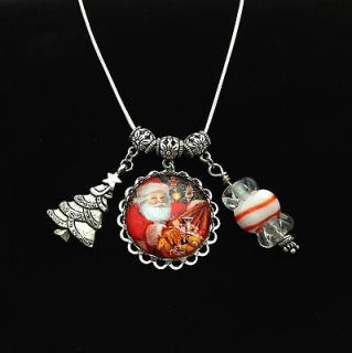 Cute* Santa Claus, Christmas Tree, Lampwork Candy Bubble Charm Silver