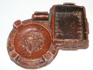 Vintage Pottery INDIAN CHIEF HEAD Desk Ashtray & Holder
