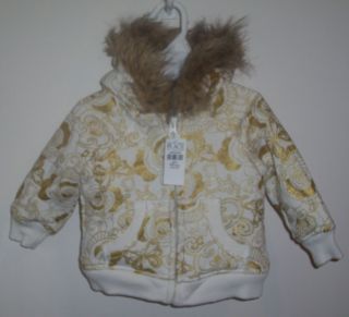The Childrens Place 12M Baby Toddler Gold Jacket Fake Fur Hoodie