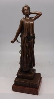 Neoclassical Bronze Chained Lady   Captive by Villanis