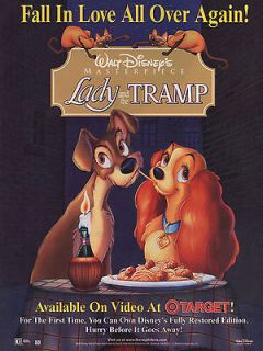 Old 1998 Walt Disneys LADY and the TRAMP Movie Print Ad