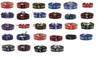 Official MLB Leather Baseball Seam Bracelet Team Color Choose Your