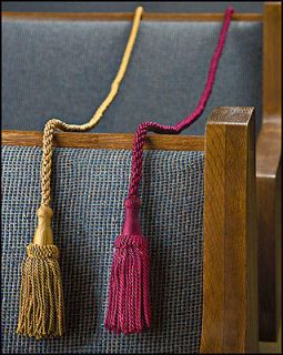 Pack of Four Long Burgundy Weighted Church Pew Bench Ropes