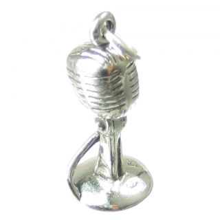 Microphone sterling silver charm .925 x 1 Mic Charms of Microphones