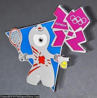 OLYMPIC LAPEL PIN 2012 LONDON ENGLAND UK WENLOCK MASCOT TENNIS LOGO