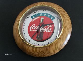 COKE Clock Kit, NOS Parts,Quartz, Ash Wood with Convex Glass Pin Bezel
