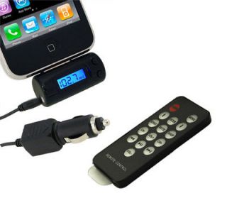 FM Radio Transmitter+Ca r Charger Remote For iPhone iPod
