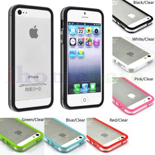 Color Clear TPU Silicone Bumper Frame Case W/ Metal Buttons for iPhone
