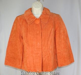 New LAL LIVE A LITTLE Womens Leather Swing Coat MEDIUM Bright Orange