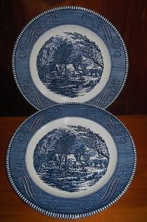 & Ives Royal 10 Dinner Plates The Old Grist Mill Underglaze Print