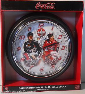 Sr & Jr Coca Cola Signature Series 9 Inch metal wall Clock NEW