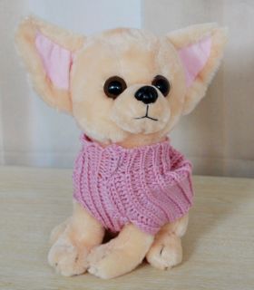 Adorable Pink Sweater Chihuahua Dog Plush Stuffed Animal Toy 8 New
