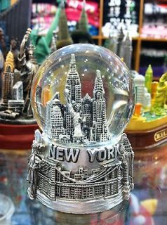 New York City Snow Globe, Famous Landmarks, Metal Finish, Small Size