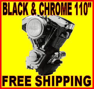 110 EVO BLACK & CHROME MOTOR ENGINE HARLEY SOFTAIL CHOPPER BOBBER