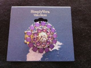 Wang Stretchable Ring, Silver Tone, Purple Cluster, NWT Great Gift