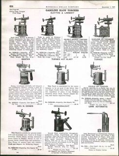1925 AD C&L Clayton & Lambert Gas Gasoline Blow Torch George Diener