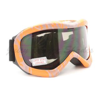 Ski Snowboard Goggles Anti Fog Shatter Proof Lens ORANGE Camo Print