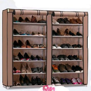 12 standard Shoe Cabinet Rack with Cover Light Brown Organization