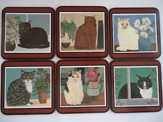 PIMPERNEL Set 6 COASTERS Cats 9115 CORK Back Deluxe Finish ENGLAND