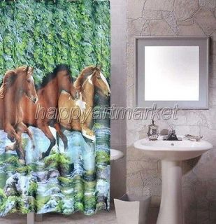 Horses Running Jungle Bathroom Beautiful Fabric Shower Curtain hs215