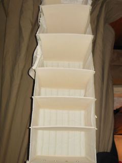 Cream w Green Stripes IKEA Closet Shelves Hang From Rod 6 Compartments