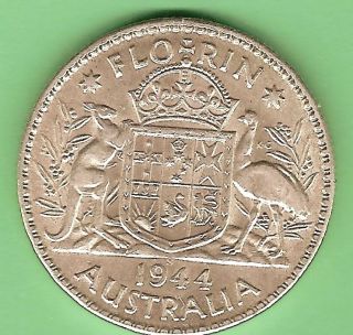 STERLING SILVER FLORIN TWO SHILLING   1944 SAN FRANCISCO MINT