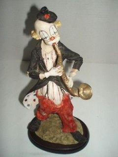 Arnart Imports Capadimonte Style Clown Figurine playing Saxophone