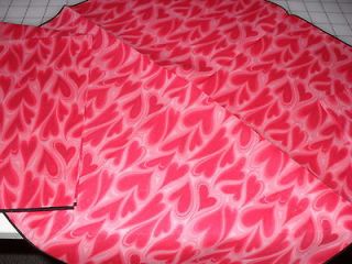 Red Hearts on Pink Cotton Cloth Napkins 17 x 17 2 pairs / 4Napkins