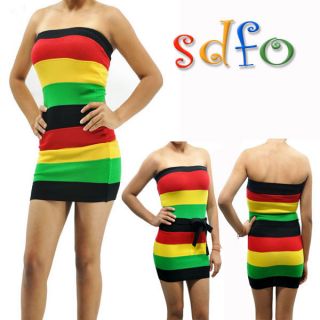 New Sexy Rasta Empress Strapless Bandage Fitted Pencil Tube Dress SML