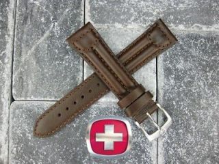 SWISS ARMY CAVALRY MILITARY Leather Strap Band Dark Chocolate Brown 18