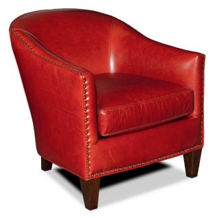 Red Leather Contemporary Tub Chair