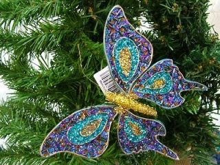 New Purple Peacock Butterfly Clip On Christmas Tree Ornament December