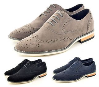 New Mens Faux Suede Casual Formal Lace Up Brogue Fashion Shoes In UK