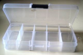 CLEAR PLASTIC TACKLE BOX 10 COMPARTMENT Fly Fising LURE Tool Case Fb12