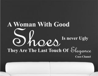 COCO CHANEL QUOTE SHOES WALL STICKER   VINYL DECAL   3 SIZES   17