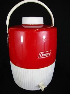 Retro 2 Gal Red/White Coleman Water Beverage Cooler Camping Picnic Jug
