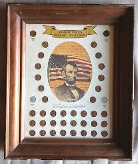 Lincoln Memorial Collection Wood Framed Pennies USA Coin Cent Penny