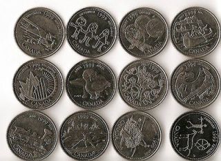 Canadian Quarter 25 Cent Coin Complete Set Canada Millennium Design