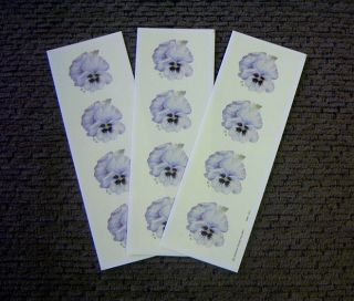 Strips/12 Hallmark Pansy Seals/Stickers NEW MINT