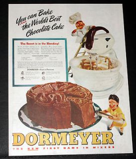 1947 OLD MAGAZINE PRINT AD, DORMEYER ELECTRIC MIXER, SECRET IS IN THE