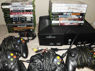 Newly listed Xbox original console w/ lot of 23 games, 4 controllers,